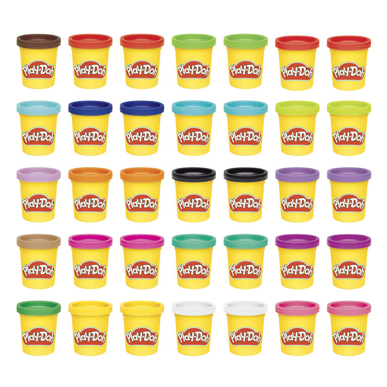 Play-Doh Couleurs joyeuses Pack de 21 Pots de pâte à Modeler incluant la  pâte Paillette et métallique