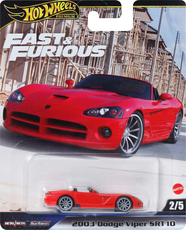 Hot Wheels Cars, Premium Fast & Furious 2003 Dodge Viper SRT10 Car for Adult Collectors