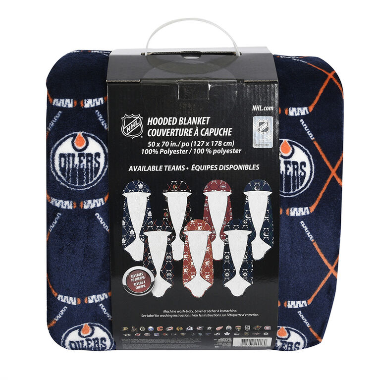 NHL Edmonton Oilers Hooded Wearable Throw Blanket, 50" x 70"