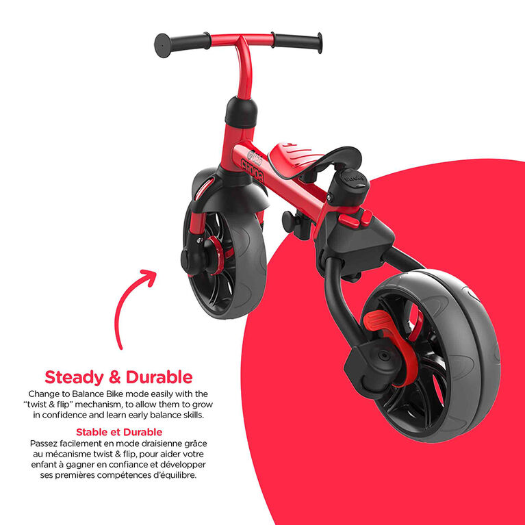 Yvolution Velo Flippa 3in1 Trike to Balance Bike - Red