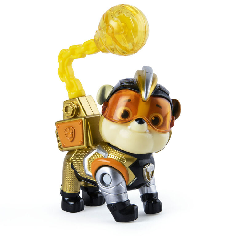 PAW Patrol, Mighty Pups Super PAWs Rubble Figure with Transforming Backpack