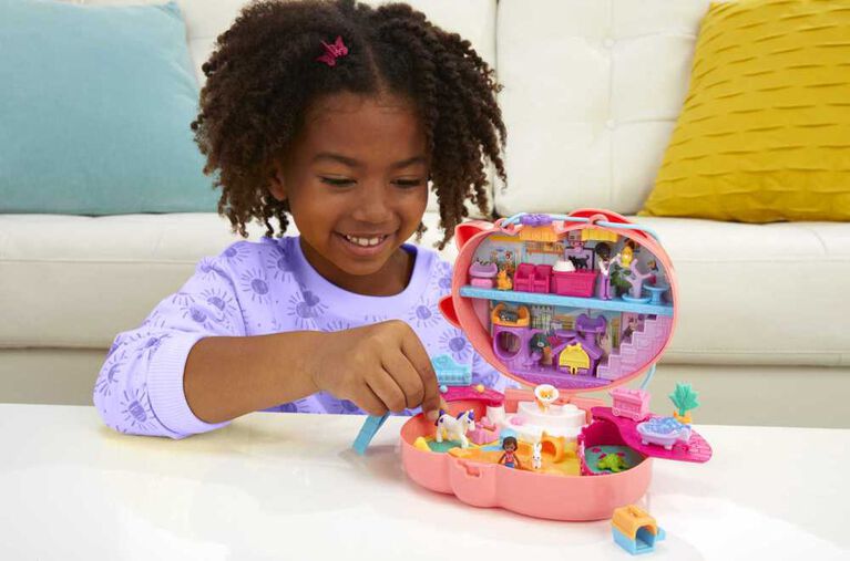 Polly Pocket - Avec Shani - Sac à main Chat à câliner, 2 micro-poupées