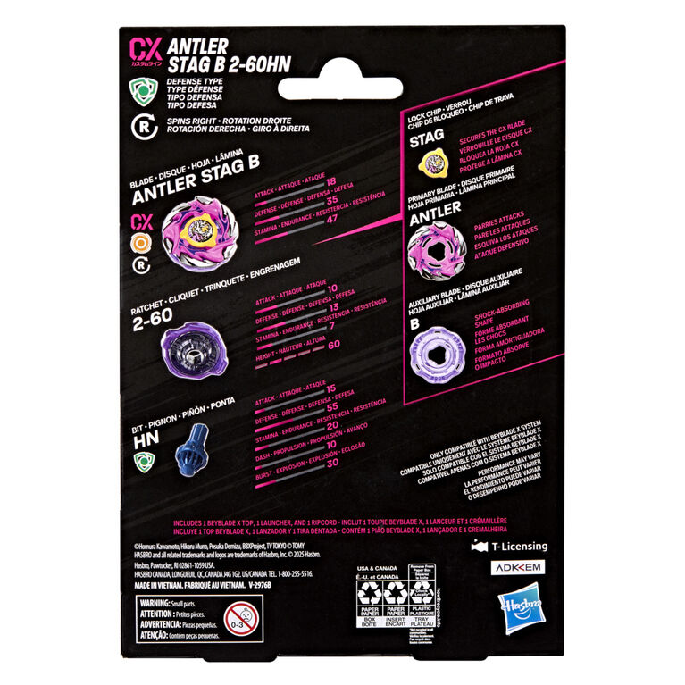 Beyblade X Antler Stag B 2-60HN CX Starter Pack Top and Launcher