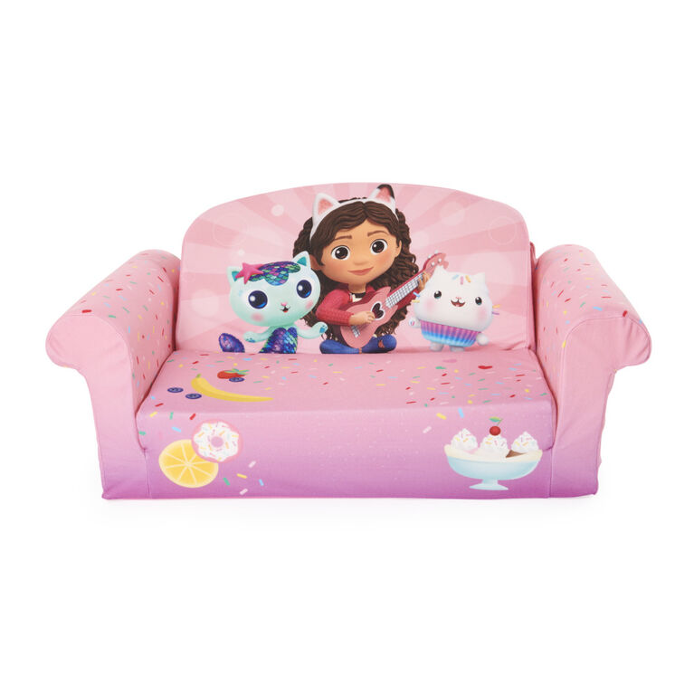 Marshmallow Furniture, Children's 2-in-1 Flip Open Foam Compressed Sofa, Gabby's Dollhouse