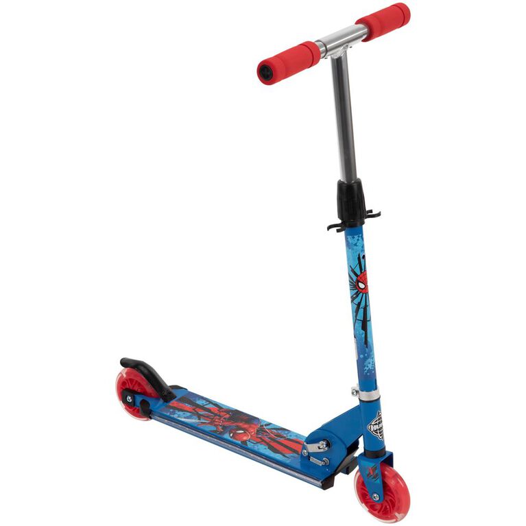 Huffy Electro-Light Inline Scooter featuring Marvel Spider-Man, Red and Blue