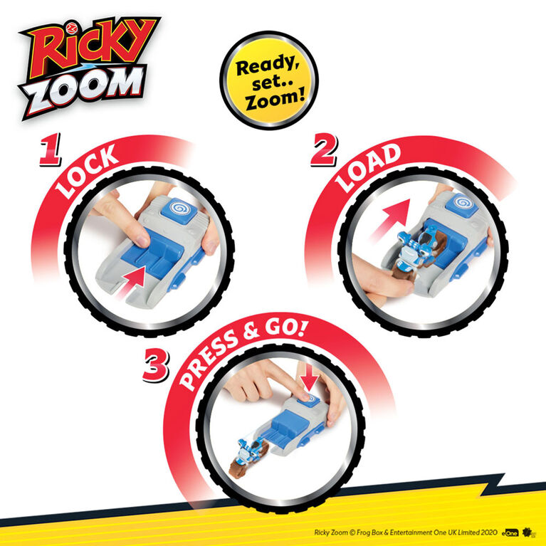 Ricky Zoom Launch & Go Playset featuring an Exclusive Loop Hoopla Action  Figure - Free Standing Toy Bike and Speed Launcher for Preschool Play - R  ...