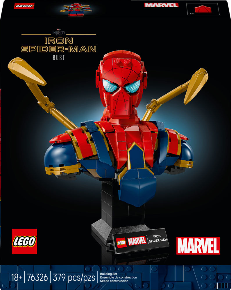 LEGO Marvel Iron Spider-Man Bust Building Kit - Includes Minifigure - Collectible for Adults, 18+ - 76326