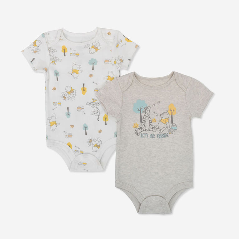 Winnie the Pooh 2 Pack Bodysuit Set Oat Mix 6/9M