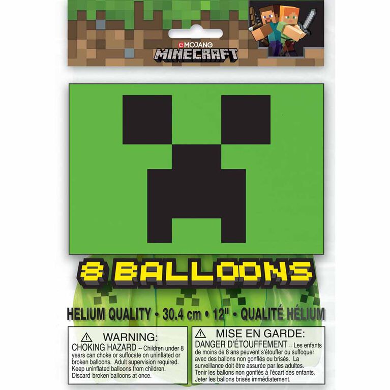 Minecraft 12" Latex Balloons 8 pieces