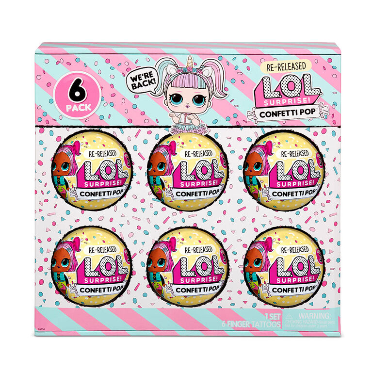 L.O.L. Surprise! Confetti Pop 6 Pack Unicorn - 6 Re-released Dolls Each with 9 Surprises - R Exclusive
