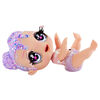 GLITTER BABYZ Lila Wildboom Baby Doll with 3 magical color changes/ lavender purple hair doll with flowers on the outfit and reusable diaper, bottle and pacifier