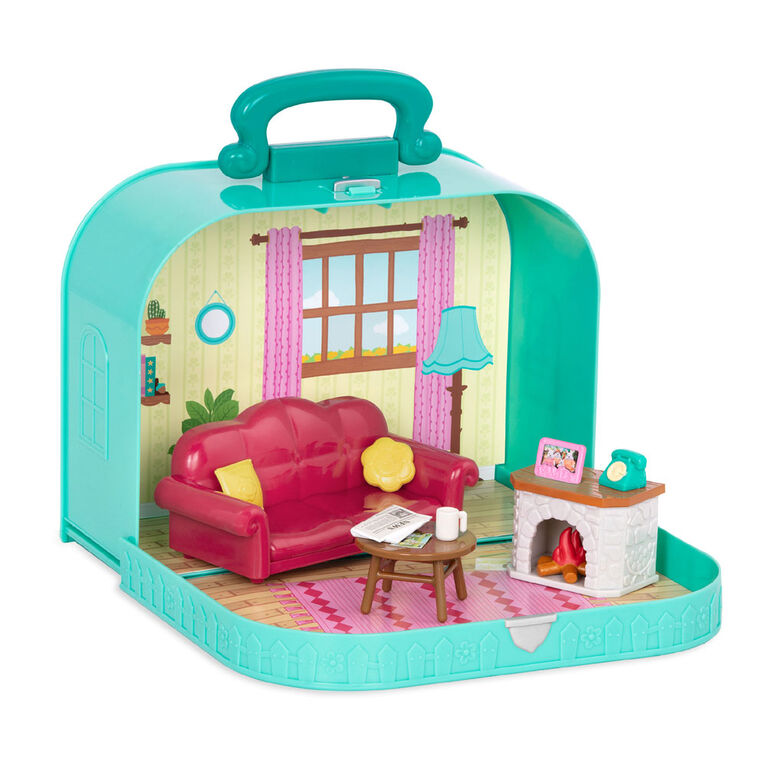 Li'l Woodzeez, Travel Suitcase Living Room Playset in Carry Case