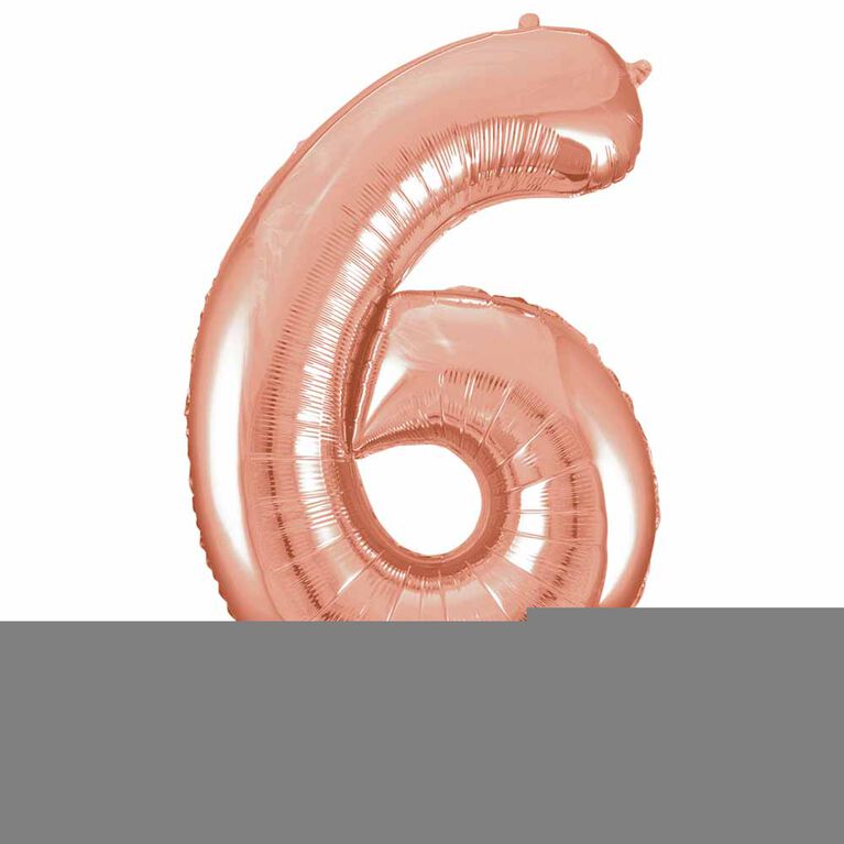 Rose Gold Number 6 Shaped Foil Blln 34"