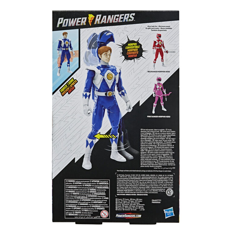 Power Rangers Mighty Morphin - Blue Ranger Morphin Hero 12-inch Action Figure Toy with Accessory
