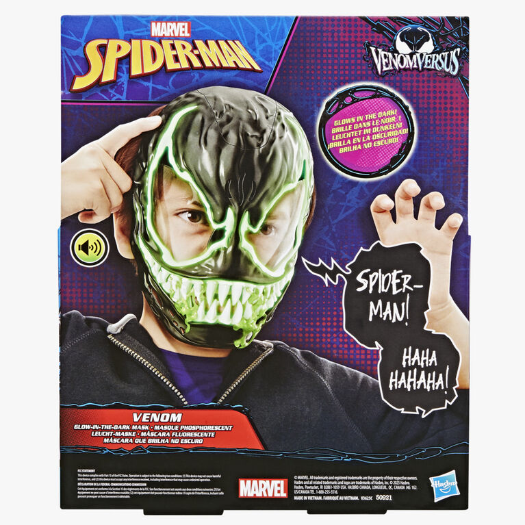 Marvel Spider-Man VenomVersus Venom Glow-In-The-Dark Mask, Super Hero Toys - English Version Marvel Spider-Man VenomVersus Venom Glow-In-The-Dark Mask, Super Hero Toys - English Version