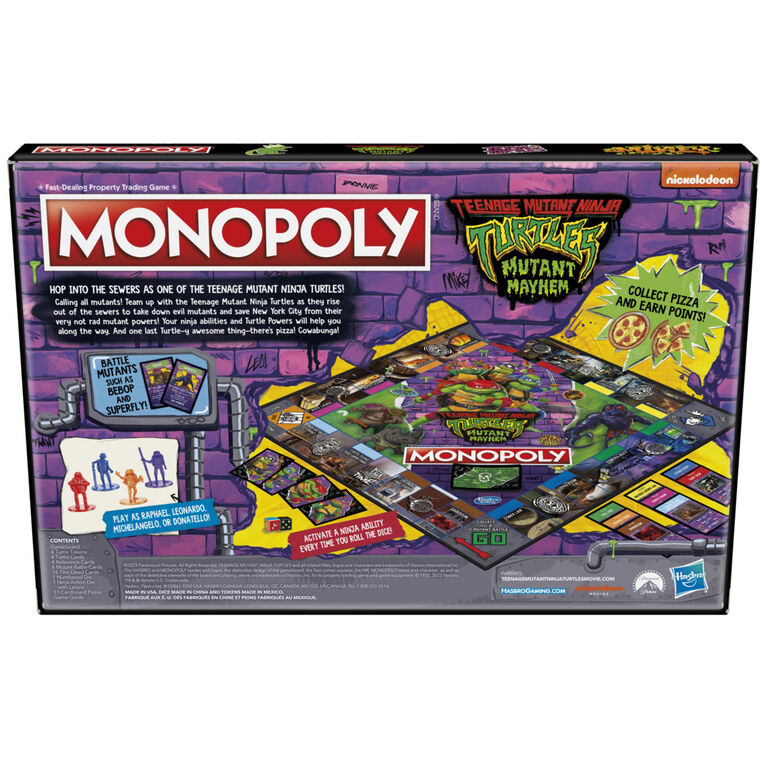 Monopoly Teenage Mutant Ninja Turtles: Mutant Mayhem Edition Board Game for Kids, Kids Board Games for 2-4 Players