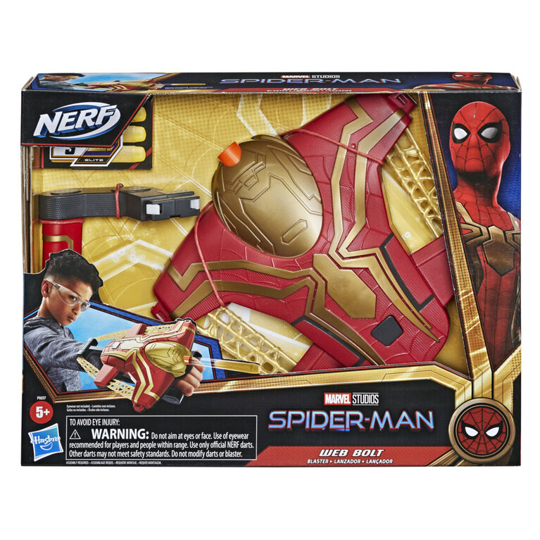 Marvel Spider-Man, blaster NERF Web Bolt inclut 3 fléchettes Nerf Elite