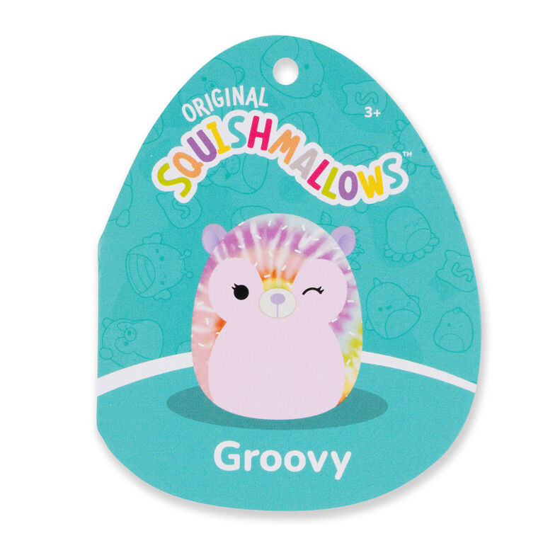 Squishmallows 12" Plush - Groovy the Winking Tie-Dye Hedgehog with Pink Belly and Eyelashes