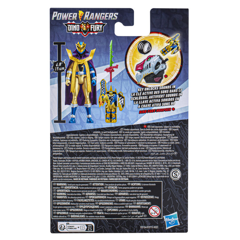 Power Rangers Dino Fury Gold Ranger Dino Master Mode, 6-Inch Power Rangers Action Figures