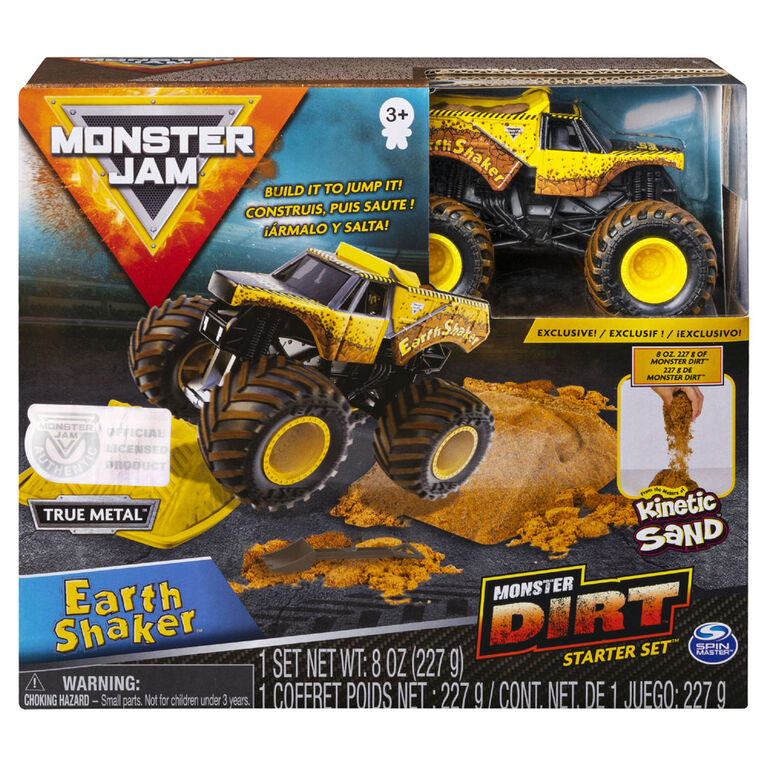 Monster Jam, Earth Shaker Monster Dirt Starter Set, Featuring 8oz of Monster Dirt and Official 1:64 Scale Die-Cast Monster Jam Truck