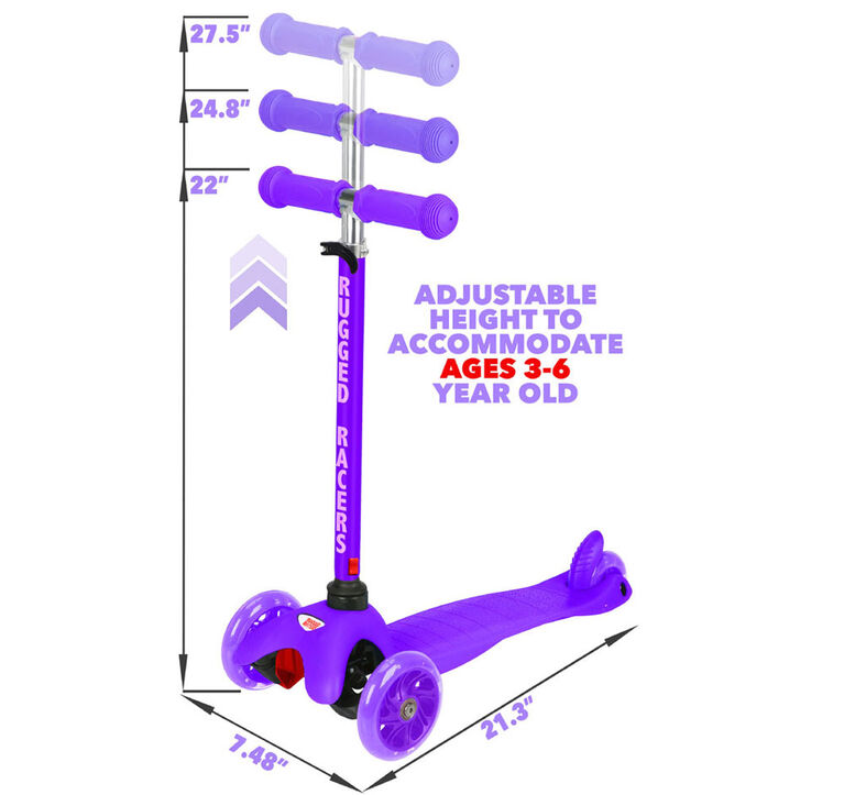 Rugged Racer Mini Deluxe 3 Wheel Kick Scooter - Purple - English Edition