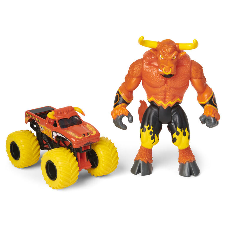 Monster Jam, Official El Toro Loco 1:64 Scale Monster Truck and 5-inch Furioso Creatures Action Figure