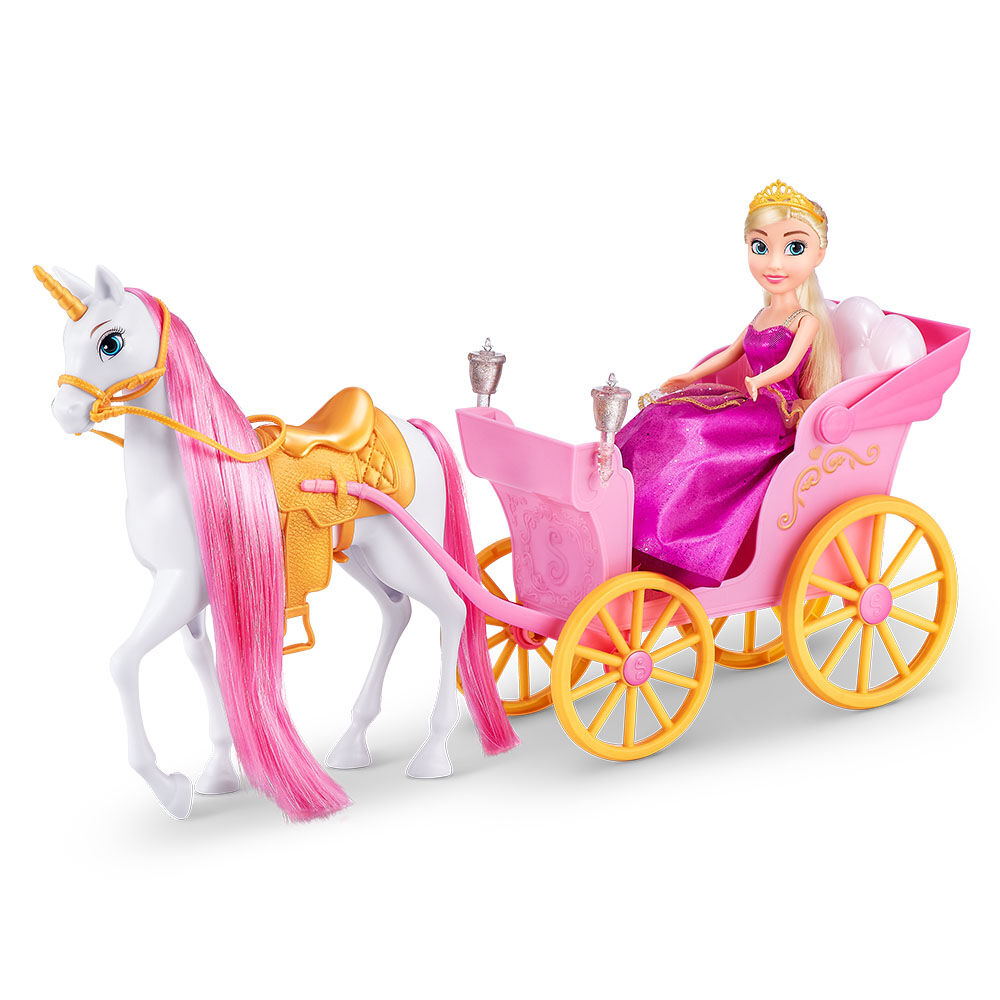Sparkle Girlz Unicorn and Princess Doll with Carriage Set by ZURU