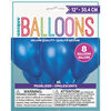 12" Latex Balloons, 8 Pieces - Sapphire Blue
