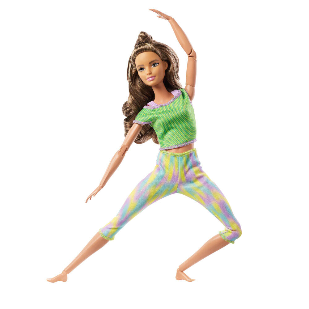 Barbie Made to Move Doll with 22 Flexible Joints Long Wavy Brunette Hair Wearing Athleisure wear