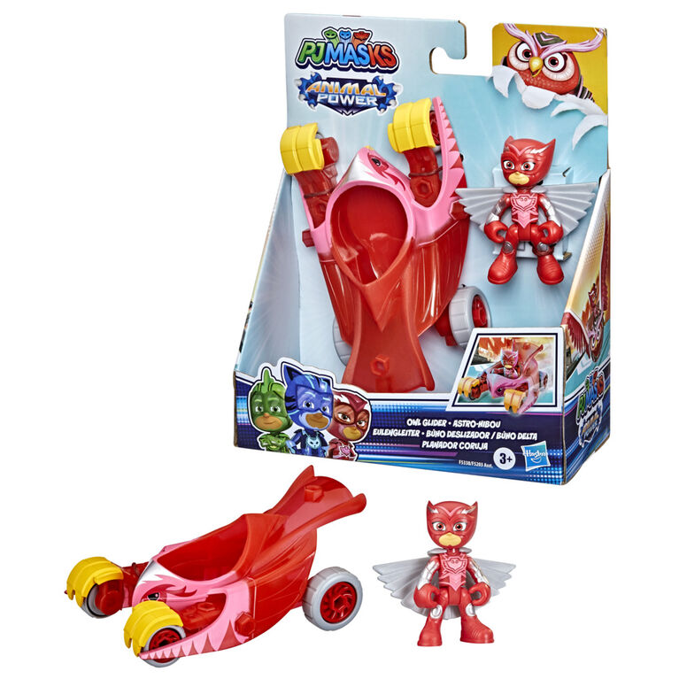 Pyjamasques Animal Power, Astro-Hibou, véhicule et figurine articulée Bibou - Édition anglaise