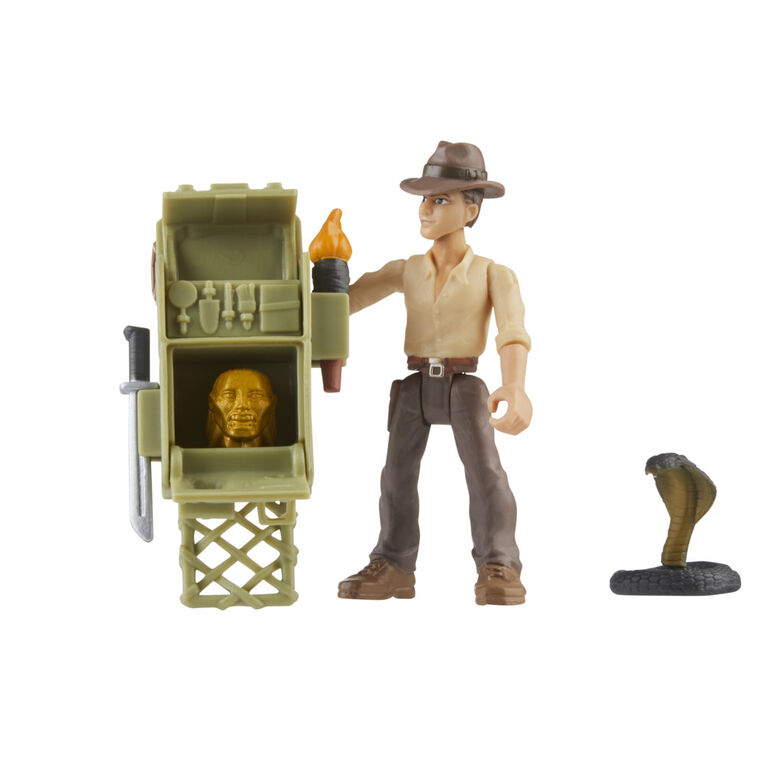 Indiana Jones Worlds of Adventure Indiana Jones with Adventure Backpack 2.5 Inch Action Figure, Indiana Jones Toys