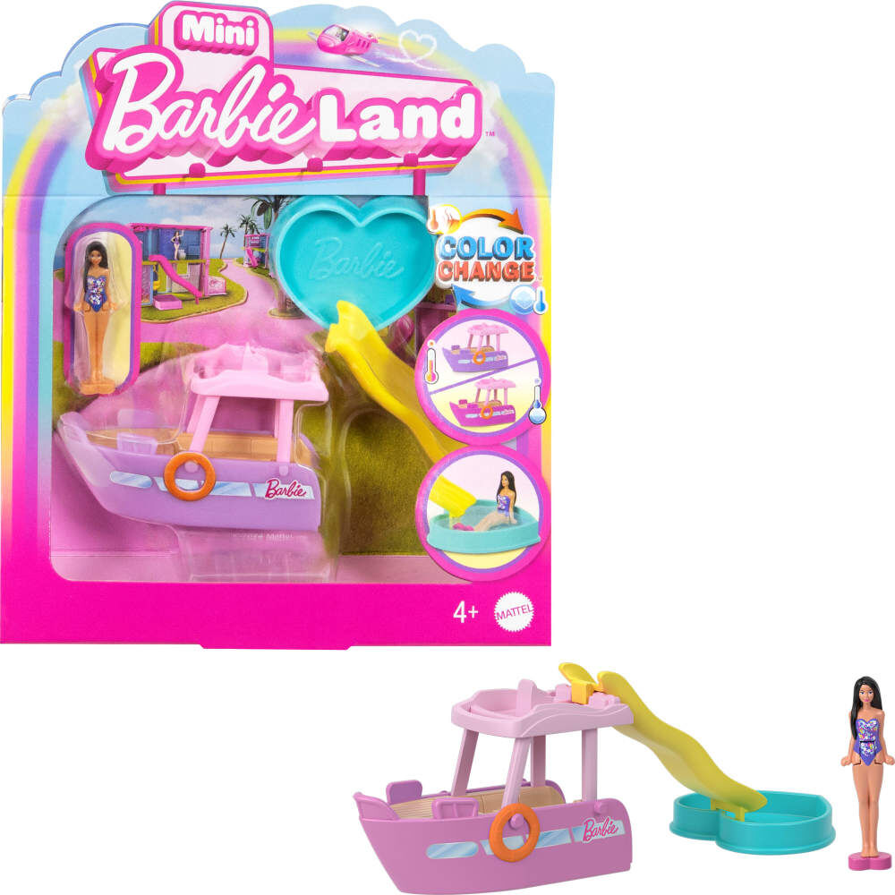 Barbie Mini BarbieLand Doll Toy Vehicle Sets 1.5 inch Barbie Doll Iconic Toy Vehicle with Color Change Surprise Dreamboat Toys R Us Canada