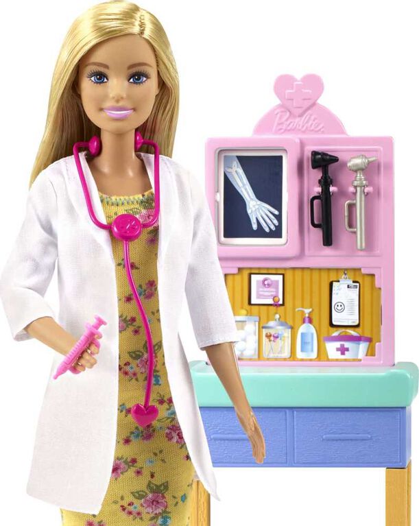 Coffret de jeu ​Barbie Pédiatre, poupée blonde