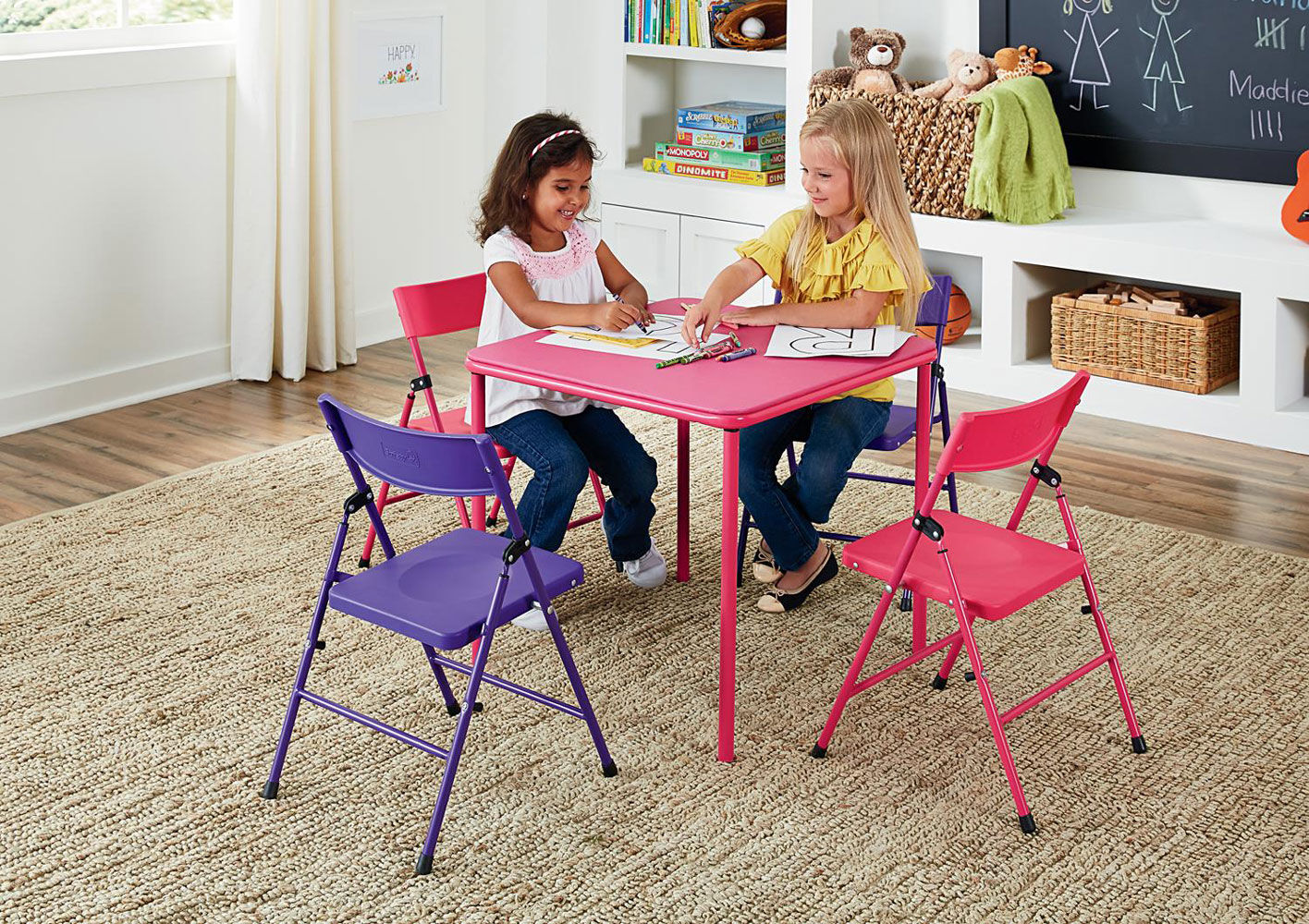 5 Piece Kid s Folding Table Chair Set Pink Purple Toys R Us