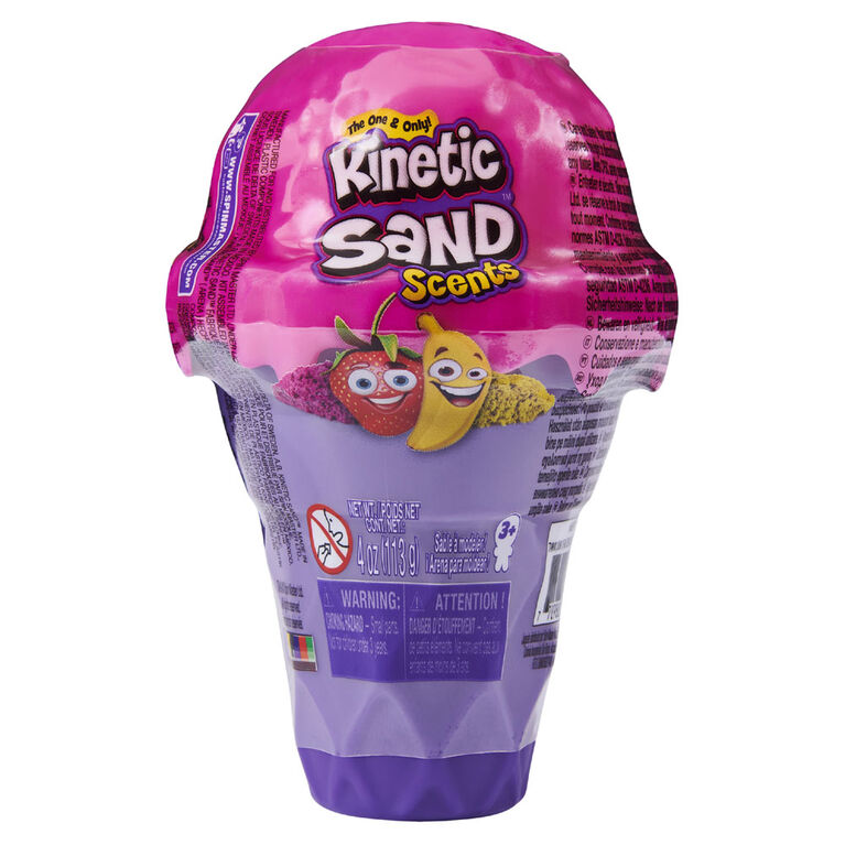 Kinetic Sand Scents, Cornet pour crème glacée de 113 g avec 2 couleurs de Kinetic Sand parfumé entièrement naturel (plusieurs modèles disponibles)