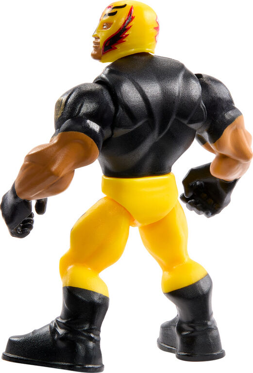 WWE Knuckle Crunchers Rey Mysterio Action Figure & Accessories, Bone-Crunching Movement, 3.25-inch