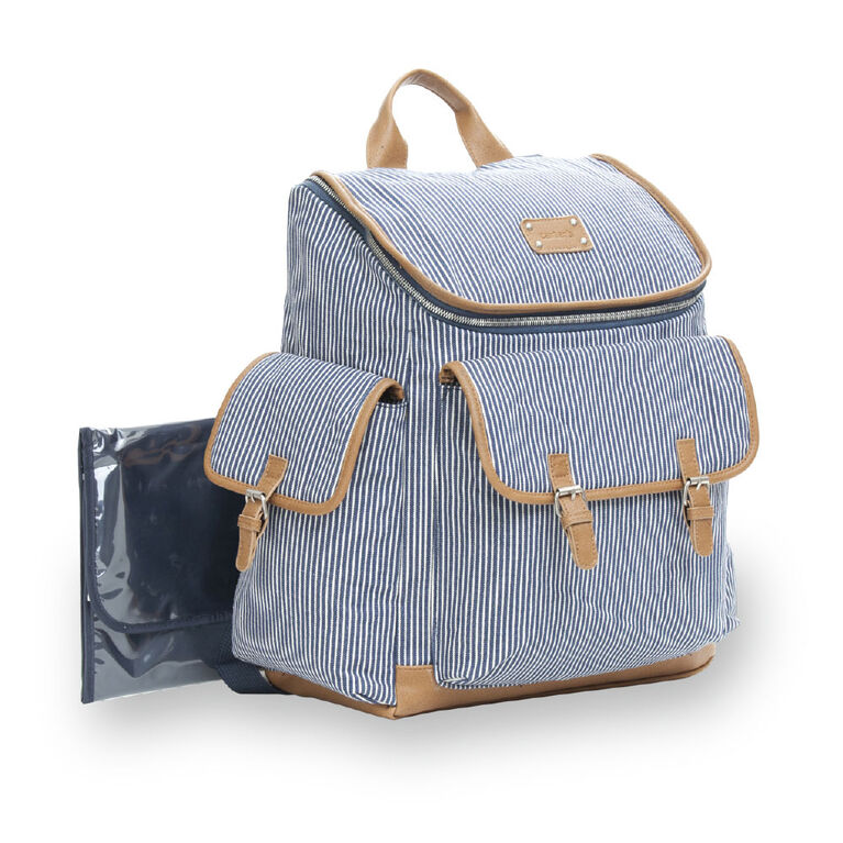 Carter S Baby Go Backpack Diaper Bag Navy Ticking Stripe Babies R Us Canada