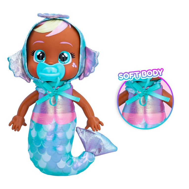 Cry Babies Tiny Cuddles Mermaids Kaia - 9" Baby Doll | Metallic Pajamas with Mermaid Tail