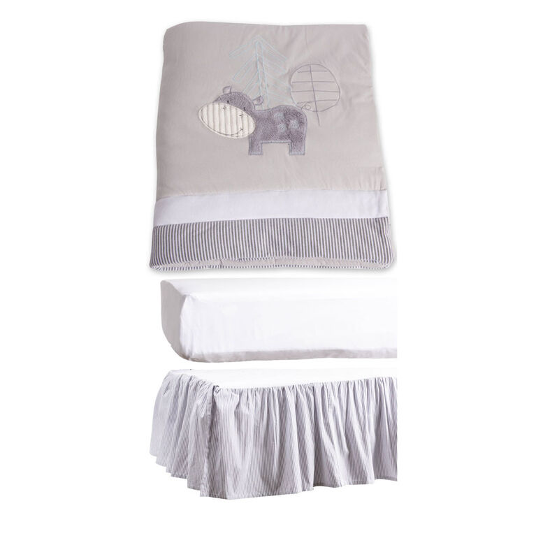 Markethouse Baby 3 Piece Crib Bedding Set- Grey