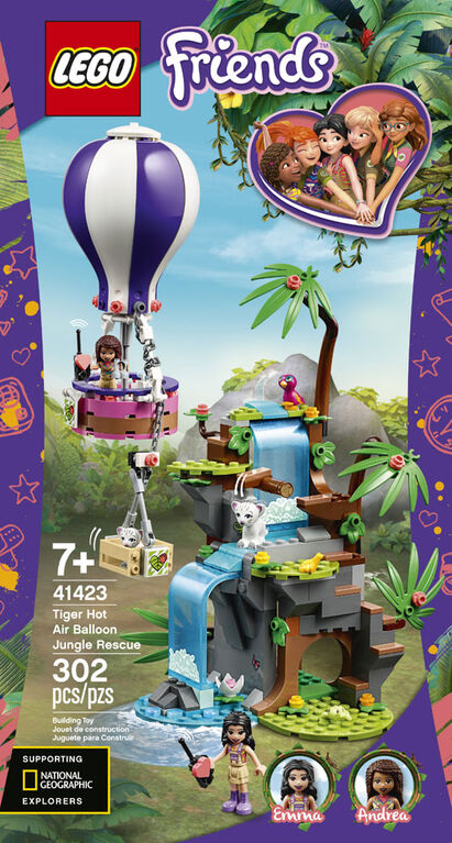 LEGO Friends Le sauvetage des tigres en montgolfière 41423 (302 pièces)