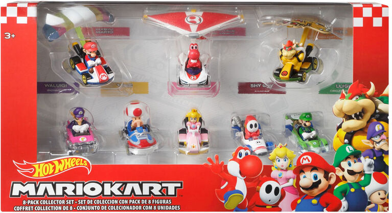 Hot Wheels - Coffret 8 Véhicules Mario Kart avec 3 Ailes - Notre exclusivité