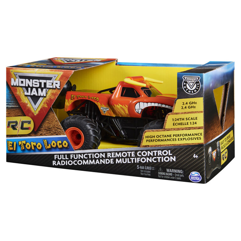 Monster Jam, Official El Toro Loco Remote Control Monster Truck, 1:24 Scale, 2.4 GHz