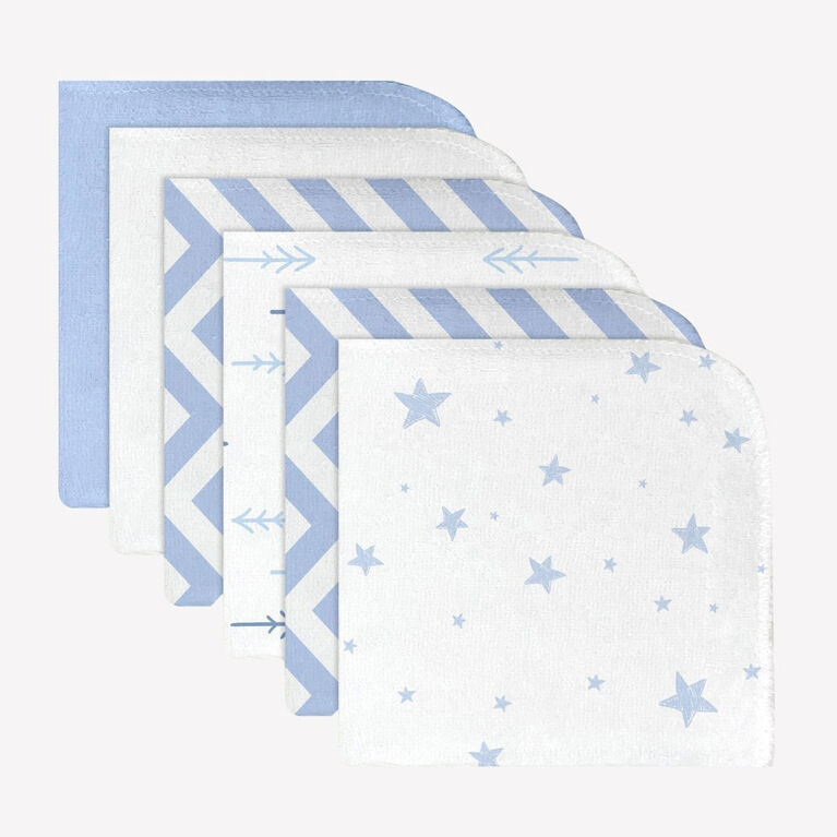 Kushies - Wash Cloths - 6 Pack Single Ply - Blue