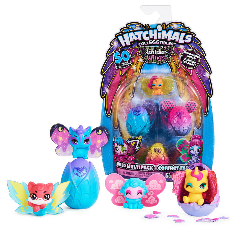 Hatchimals CollEGGtibles, Wilder Wings Multipack with 4 Hatchimals and 4 Mix and Match Wings (Styles May Vary)