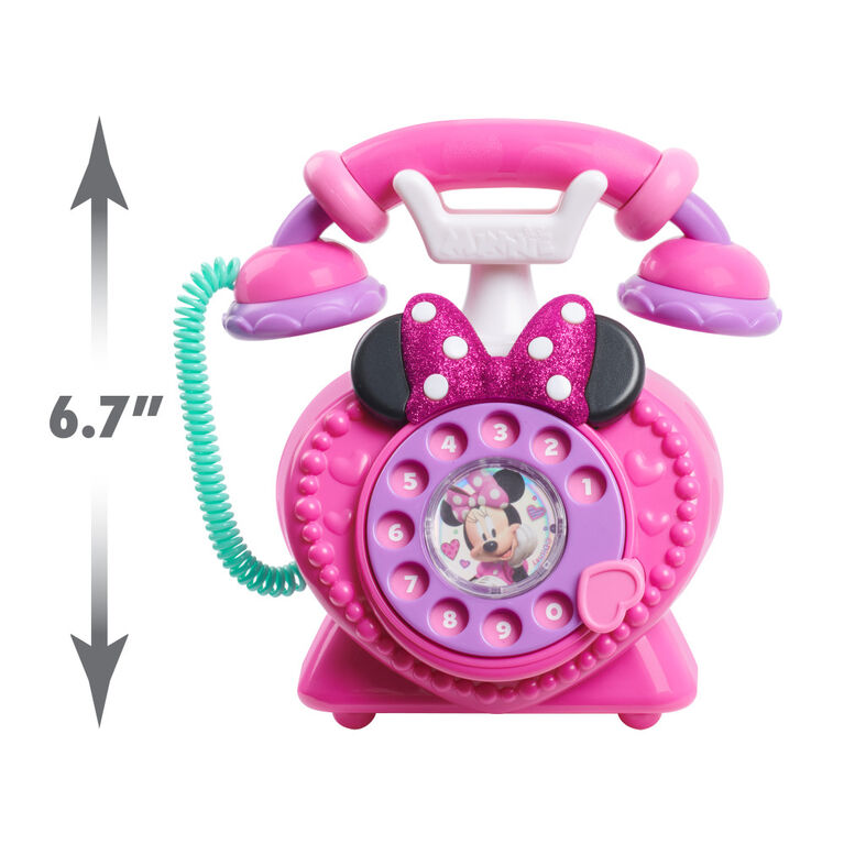 Téléphone Rotatif Appelle-Moi de Minnie Mouse de Disney Junior avec Sons et  Lumières, Téléphone pour Permettre aux Enfants de Jouer en Faisant Semblant