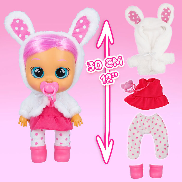 Cry Babies Dressy Coney - Poupée de 12 po | Robe rose, veste blanche en peluche sur le thème du lapin