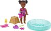 Barbie Small Doll and Accessories, Babysitters, Inc. Set with 1 Pool and 5 Pieces