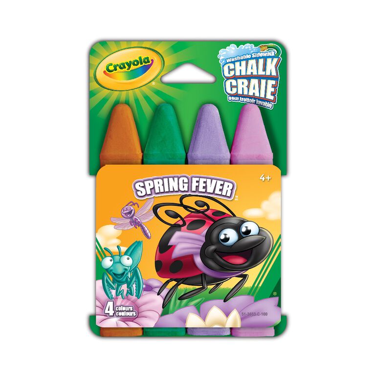Crayola - Craies pour trottoir - Spring Fever - 4 couleurs - Les couleurs varient