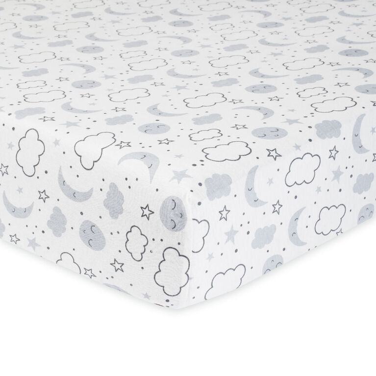 Gerber Organic Fitted Crib Sheet, Grey Cosmic