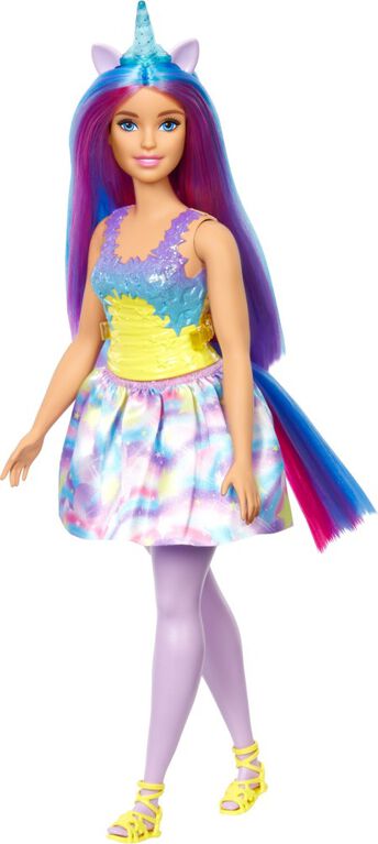 Barbie Dreamtopia - Poupée Licorne (ronde), look arc-en-ciel, 3+ ans